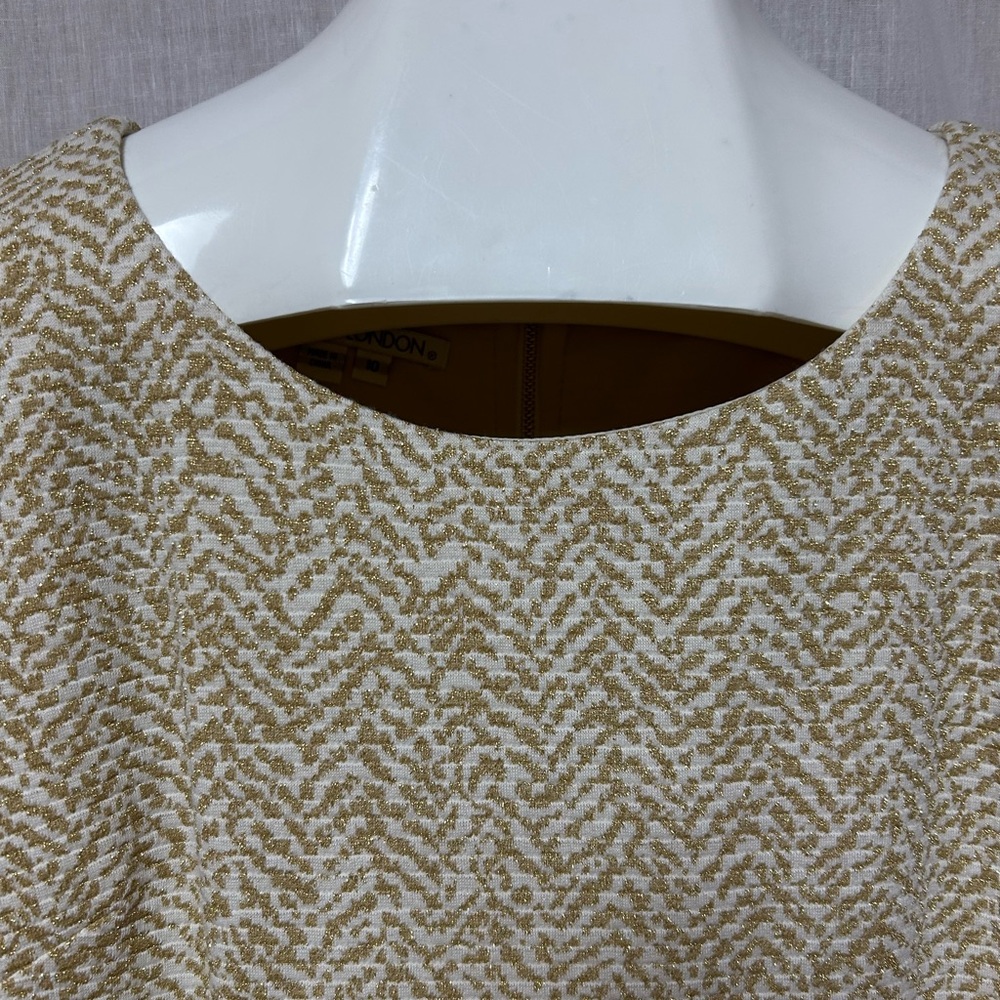 Cruise metallic gold white vintage Patterned Dress size 10 cruise holiday nice - Picture 4 of 10